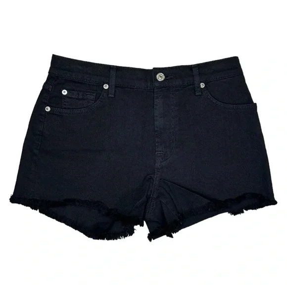 7 FOR ALL MANKIND Women’s Broken Twill Cut Off Short Black Size 28 - Picture 13 of 16